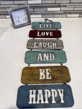 Rustic 'Live Love Laugh And Be Happy' Multicolor Wall Hanging